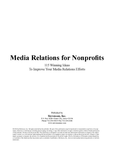 Media Relations for Nonprofits: 115 Winning Ideas to Improve Your Media Relations Efforts