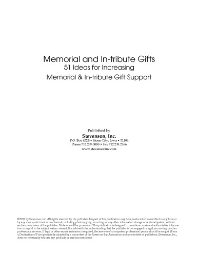 Memorial and In-Tribute Gifts: 51 Ideas for Increasing Memorial & In-Tribute Gift Support