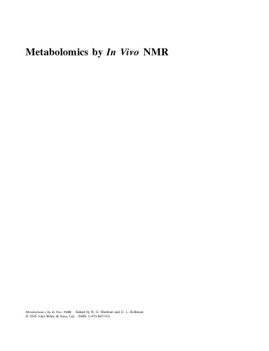 Metabolomics by In Vivo NMR