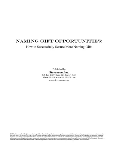 Naming Gift Opportunities: How to Successfully Secure More Naming Gifts