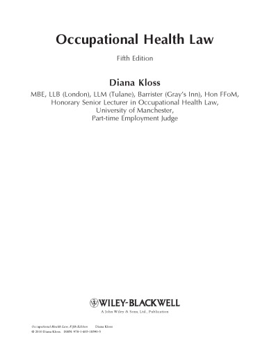 Occupational Health Law, Fifth Edition