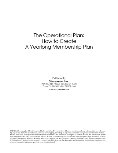 The Operational Plan: How to Create a Yearlong Membership Plan