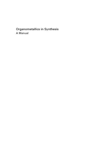 Organometallics in Synthesis A Manual