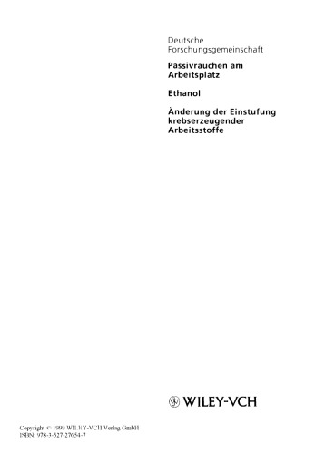 Passivrauchen am Arbeitsplatz - Ethanol - Änderung der Einstufung krebserzeugender Arbeitsstoffe