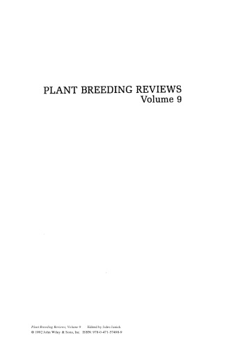 Plant Breeding Reviews, Volume 9