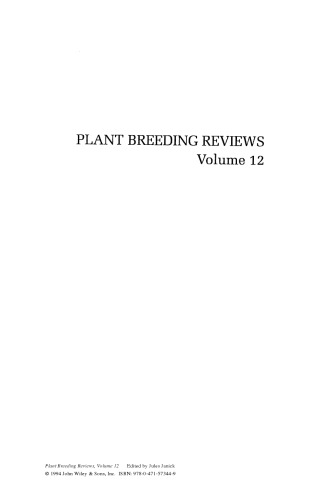 Plant Breeding Reviews, Volume 12