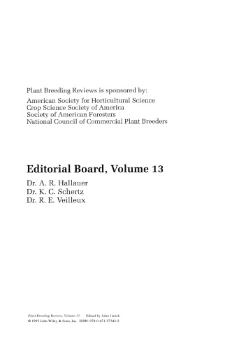 Plant Breeding Reviews, Volume 13