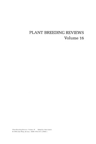 Plant Breeding Reviews, Volume 16