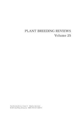 Plant Breeding Reviews, Volume 25