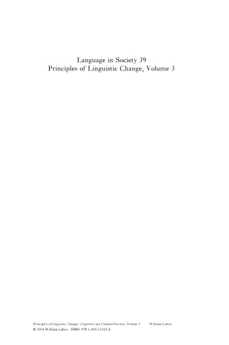 Principles of Linguistic Change, Volume 3: Cognitive and Cultural Factors