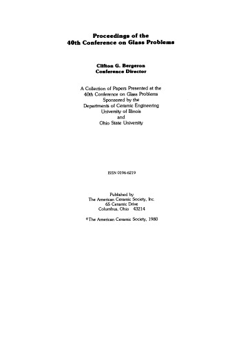 Proceedings of the 40th Conference on Glass Problems: Ceramic Engineering and Science Proceedings, Volume 1, Issues 1/2