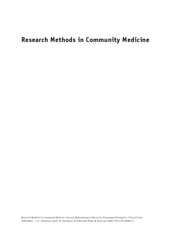 Research Methods in Community Medicine: Surveys, Epidemiological Research, Programme Evaluation, Clinical Trials, Sixth Edition