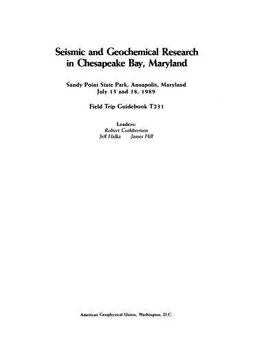 Seismic and Geochemical Research in Chesapeake Bay, Maryland