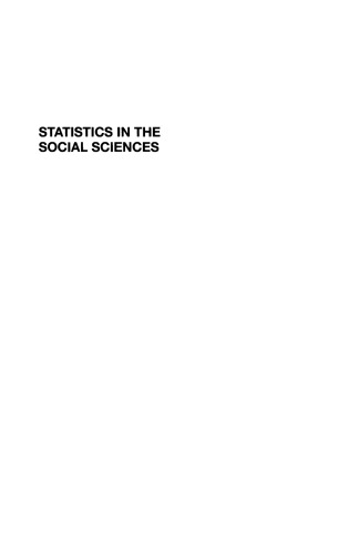 Statistics in the Social Sciences: Current Methodological Developments