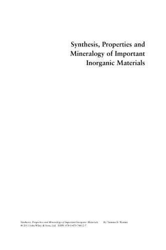 Synthesis, Properties and Mineralogy of Important Inorganic Materials