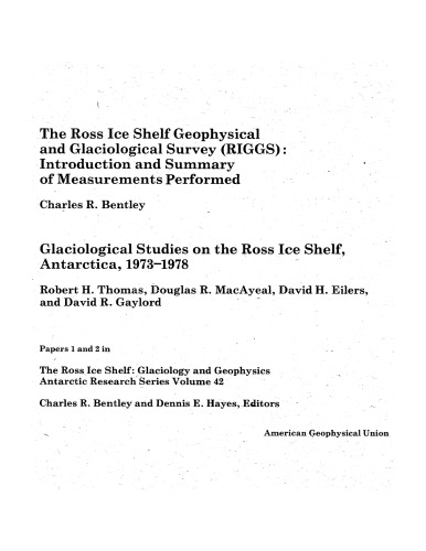 The Ross Ice Shelf: Glaciology and Geophysics