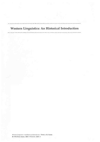 Western Linguistics: An Historical Introduction