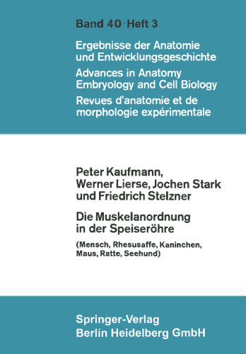 Die Muskelanordnung in der Speiseröhre: (Mensch, Rhesusaffe, Kaninchen, Maus, Ratte, Seehund)