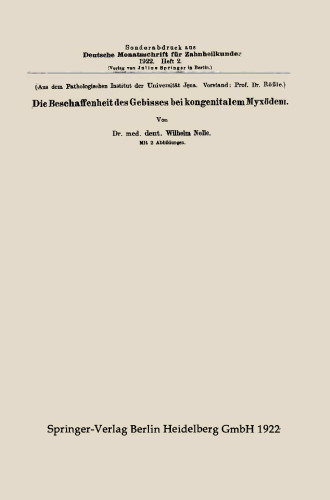 Die Beschaffenheit des Gebisses bei kongenitalem Myxödem