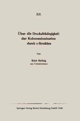 Über die Druckabhängigkeit der Kolonnenionisation durch α-Strahlen