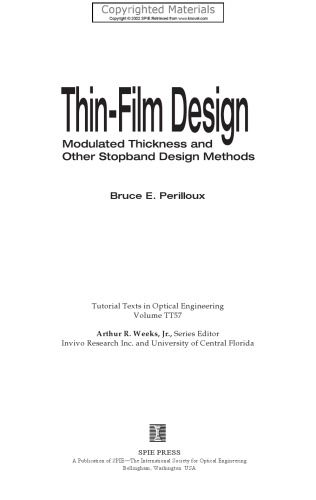 Thin-Film Design - Modulated Thickness and other Stopband Design Methods