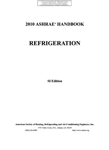 2010 ASHRAE Handbook - Refrigeration (SI Edition)