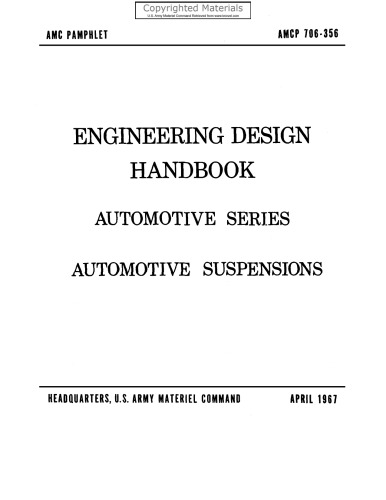 Engineering Design Handbook - Automotive Series - Automotive Suspensions: