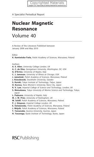 Nuclear Magnetic Resonance, Volume 40