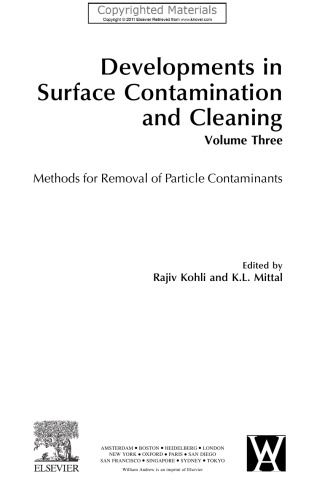 Developments in Surface Contamination and Cleaning, Volume 3 - Methods for Removal of Particle Contaminants