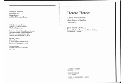 Herero Heroes: A Socio-political History of the Herero of Namibia, 1890-1923