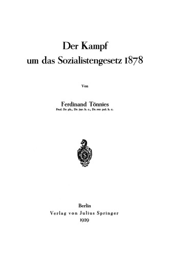 Der Kampf um das Sozialistengesetz 1878