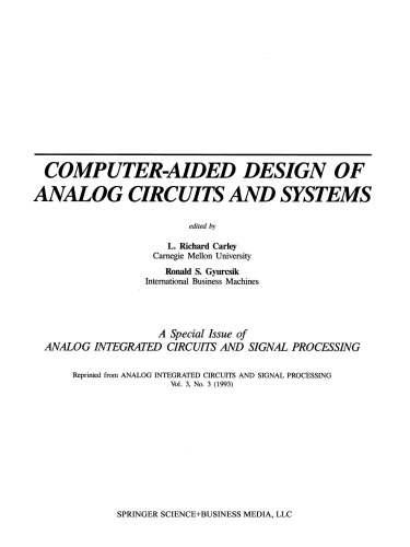 Computer-Aided Design of Analog Circuits and Systems