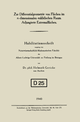 Zur Differentialgeometrie von Flächen im n-dimensionalen euklidischen Raum. Adjungierte Extremalflächen