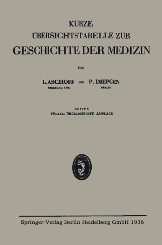 Kurze Übersichtstabelle zur Geschichte der Medizin