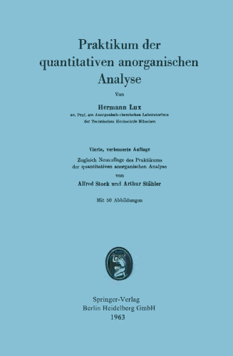 Praktikum der quantitativen anorganischen Analyse