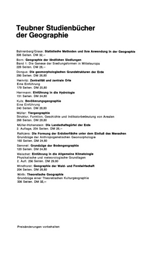 Statistische Methoden und ihre Anwendung in der Geographie