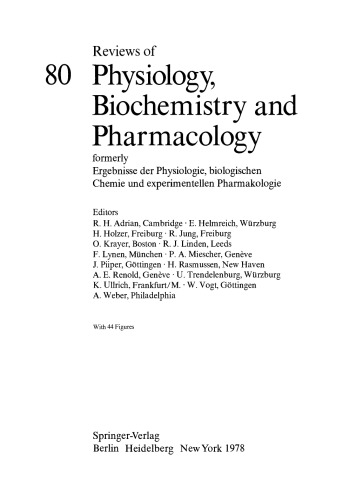 Reviews of Physiology, Biochemistry and Pharmacology, Volume 80