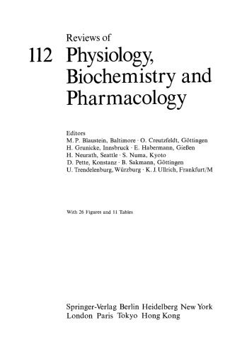 Reviews of Physiology, Biochemistry and Pharmacology, Volume 112