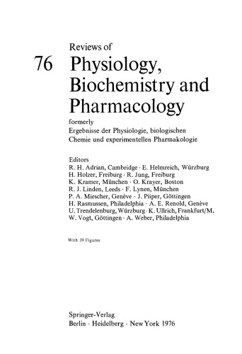 Reviews of Physiology, Biochemistry and Pharmacology, Volume 76