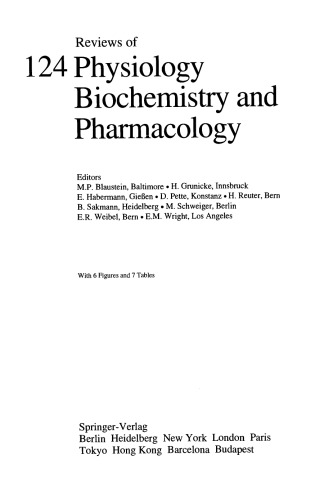 Reviews of Physiology, Biochemistry and Pharmacology, Volume 124