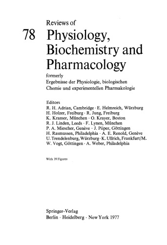 Reviews of Physiology, Biochemistry and Pharmacology, Volume 78