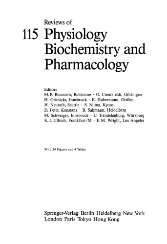 Reviews of Physiology, Biochemistry and Pharmacology, Volume 115