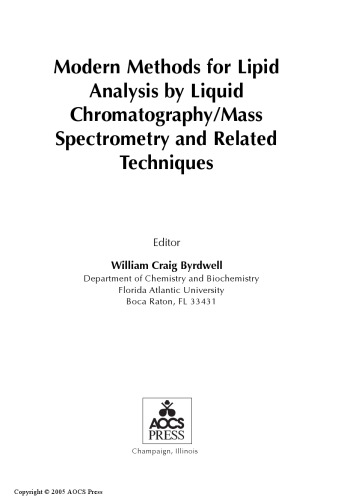 Modern methods for lipid analysis by liquid chromatography/mass spectrometry and related techniques