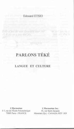 Parlons téké - langue et culture - Congo et Gabon