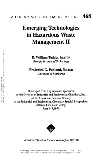 Emerging Technologies in Hazardous Waste Management II