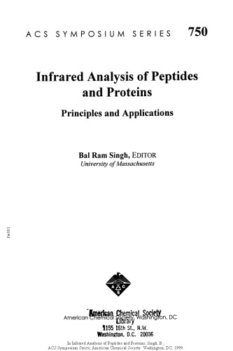 Infrared Analysis of Peptides and Proteins. Principles and Applications