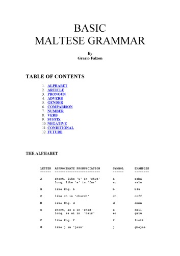 Basic maltese Grammar