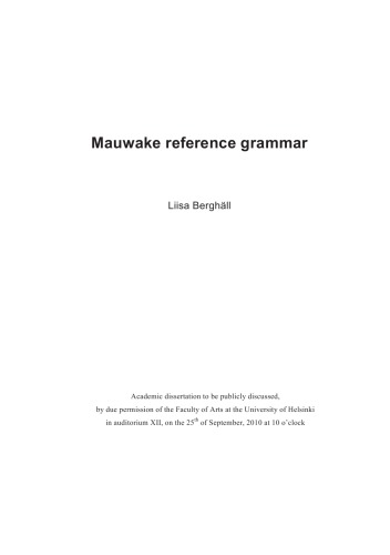 Mauwake reference grammar