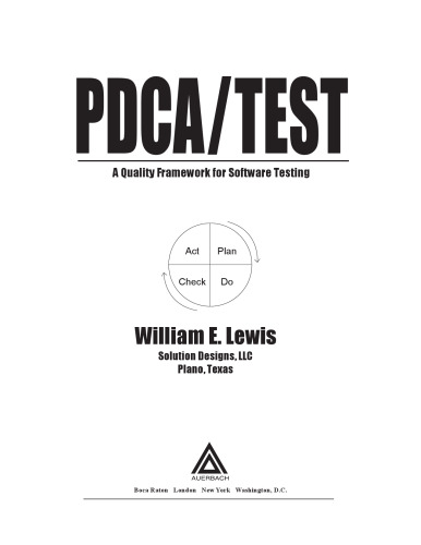 PDCA/Test : a quality tool framework for software testing