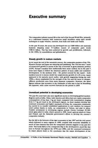 Composites: a profile of the worldwide reinforced plastics industry, markets and suppliers